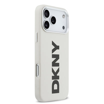 Apple iPhone 17 Pro Max Kılıf DKNY Orjinal Lisanslı M-safe Şarj Özellikli PU Büyük Dikey Logolu Kapak