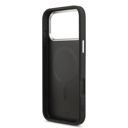 iPhone 17 Pro Max Kılıf DKNY Orjinal Lisanslı M-safe Şarj Özellikli PU Deri Kabartmalı Kılıf