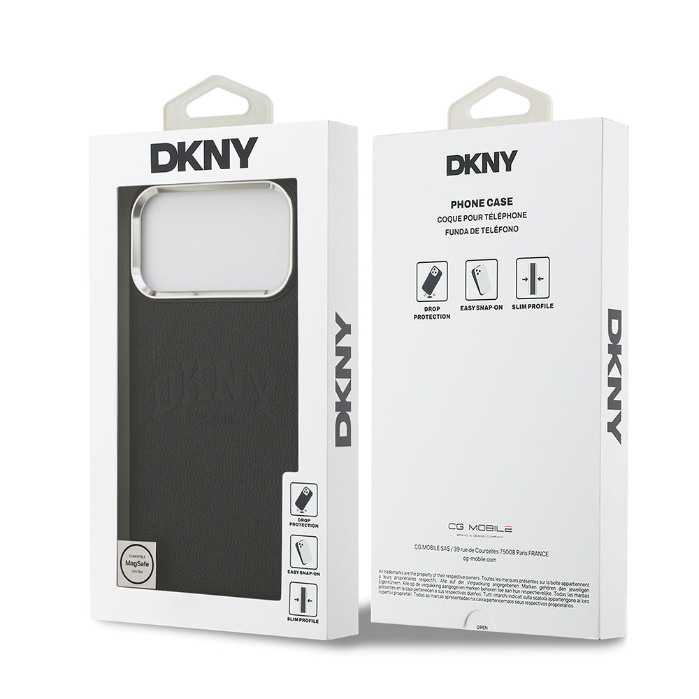 iPhone 17 Pro Max Kılıf DKNY Orjinal Lisanslı M-safe Şarj Özellikli PU Deri Kabartmalı Kılıf