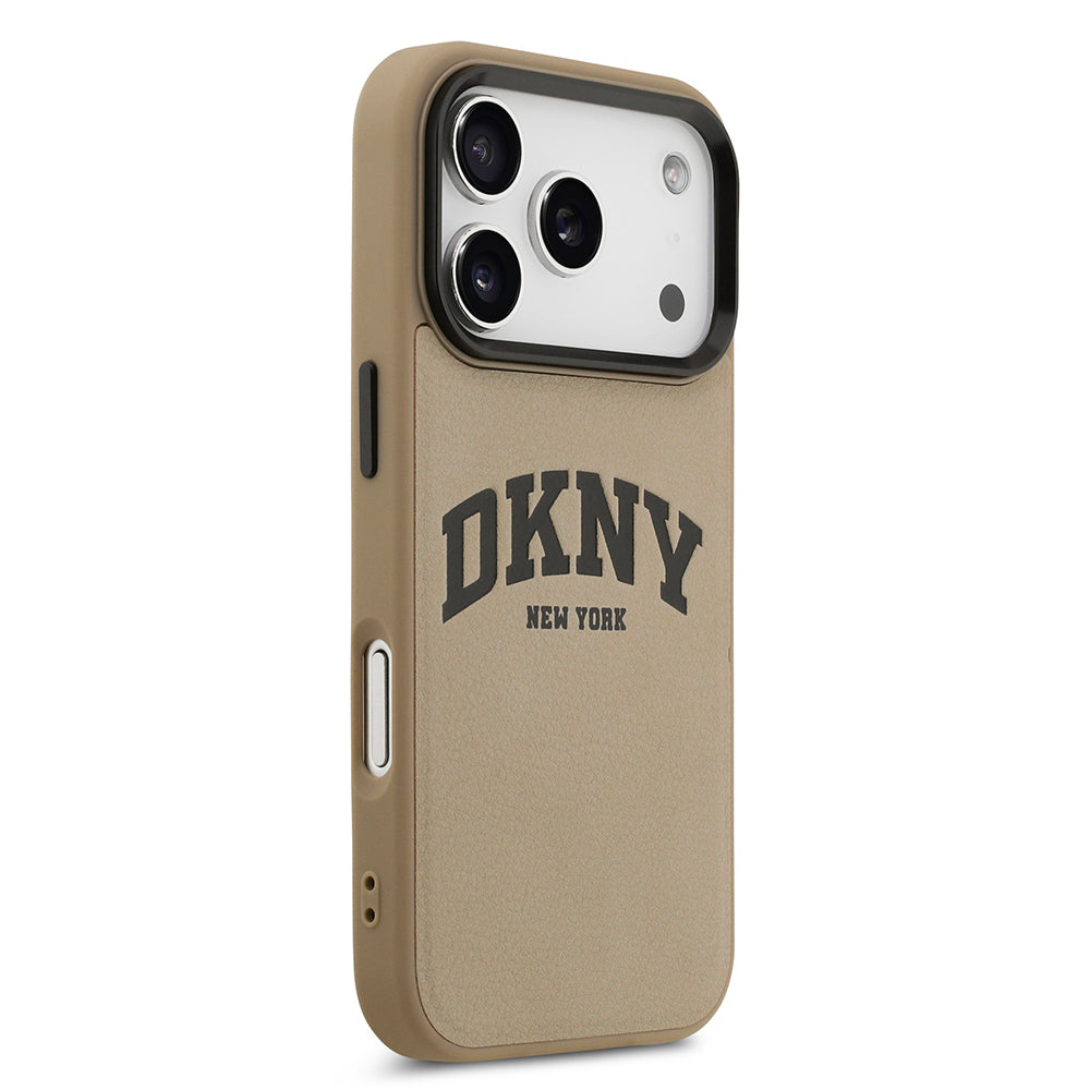 iPhone 17 Pro Max Kılıf DKNY Orjinal Lisanslı M-safe Şarj Özellikli PU Deri Kabartmalı Kılıf