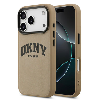 iPhone 17 Pro Max Kılıf DKNY Orjinal Lisanslı M-safe Şarj Özellikli PU Deri Kabartmalı Kılıf