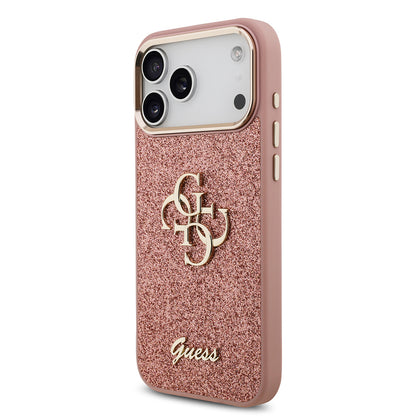 iPhone 17 Pro Max Kılıf Guess Orjinal Lisanslı 4G Büyük Metal Kamera Çerçeveli ve Logolu Glitter Kılıf