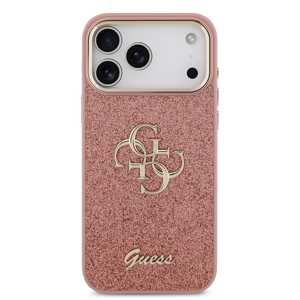 iPhone 17 Pro Max Kılıf Guess Orjinal Lisanslı 4G Büyük Metal Kamera Çerçeveli ve Logolu Glitter Kılıf