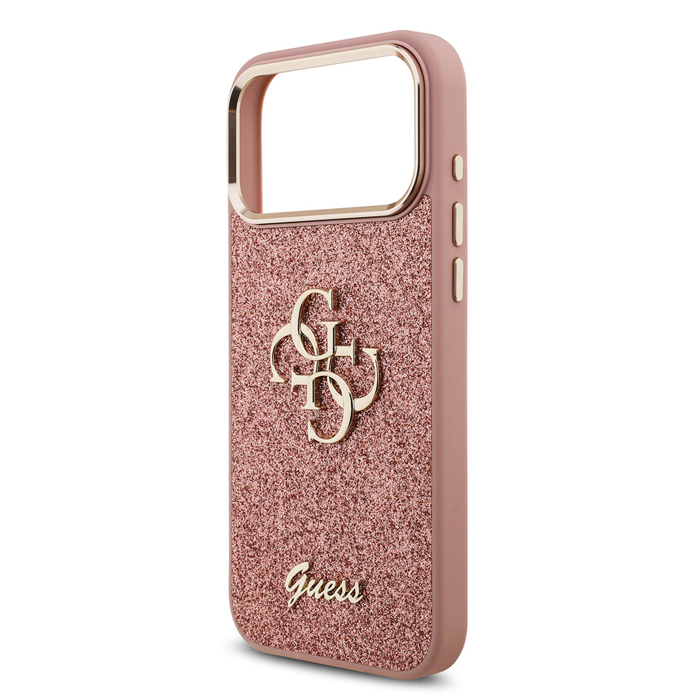 iPhone 17 Pro Max Kılıf Guess Orjinal Lisanslı 4G Büyük Metal Kamera Çerçeveli ve Logolu Glitter Kılıf