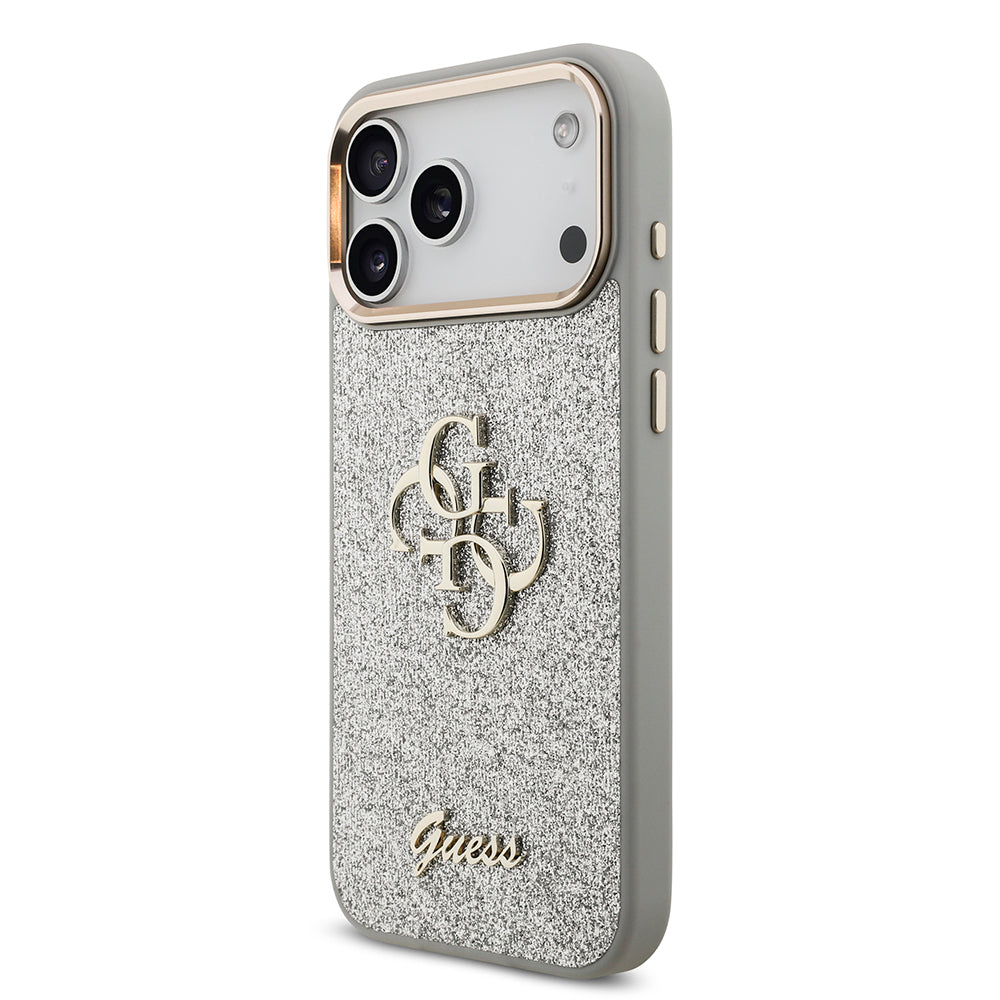 iPhone 17 Pro Max Kılıf Guess Orjinal Lisanslı 4G Büyük Metal Kamera Çerçeveli ve Logolu Glitter Kılıf