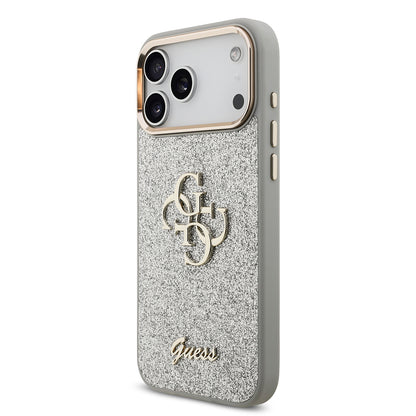 iPhone 17 Pro Max Kılıf Guess Orjinal Lisanslı 4G Büyük Metal Kamera Çerçeveli ve Logolu Glitter Kılıf