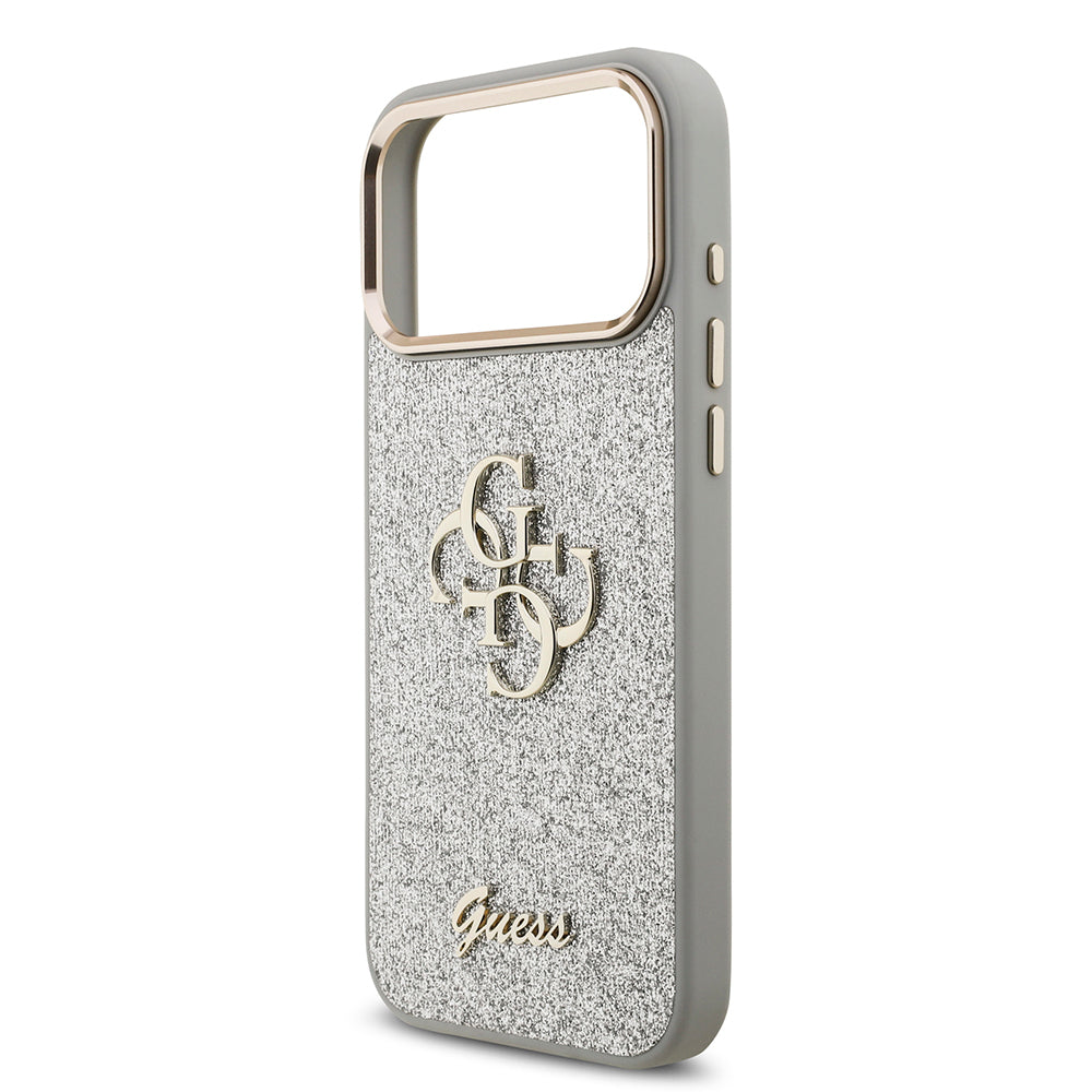iPhone 17 Pro Max Kılıf Guess Orjinal Lisanslı 4G Büyük Metal Kamera Çerçeveli ve Logolu Glitter Kılıf