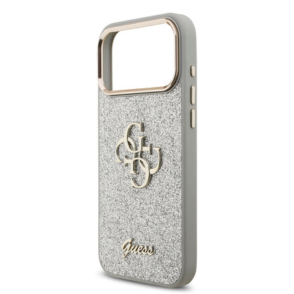 iPhone 17 Pro Max Kılıf Guess Orjinal Lisanslı 4G Büyük Metal Kamera Çerçeveli ve Logolu Glitter Kılıf