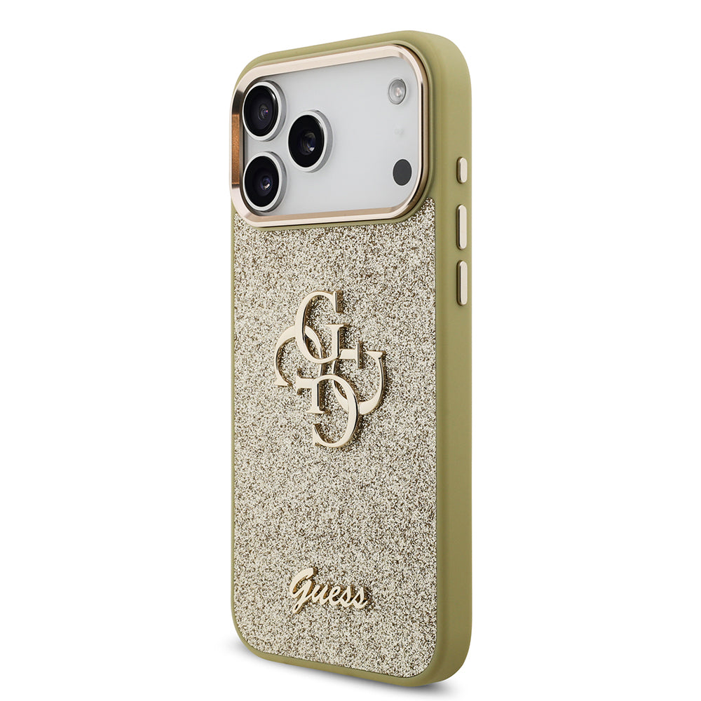 iPhone 17 Pro Max Kılıf Guess Orjinal Lisanslı 4G Büyük Metal Kamera Çerçeveli ve Logolu Glitter Kılıf