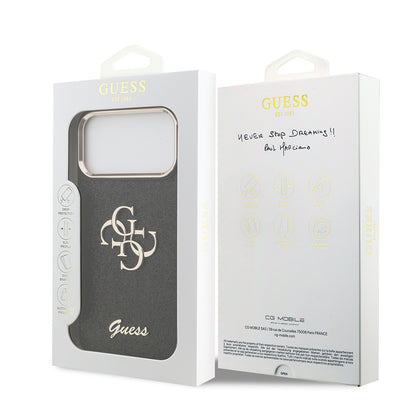 iPhone 17 Pro Max Kılıf Guess Orjinal Lisanslı 4G Büyük Metal Kamera Çerçeveli ve Logolu Glitter Kılıf