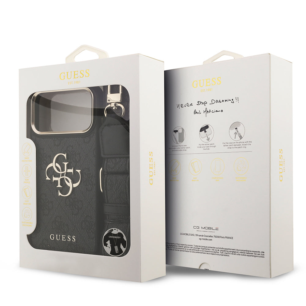 iPhone 17 Pro Max Kılıf Guess Orjinal Lisanslı 4G Büyük Metal Logolu Kalın Askılı Kılıf