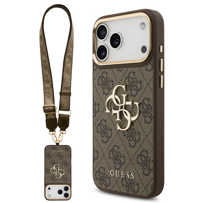 iPhone 17 Pro Max Kılıf Guess Orjinal Lisanslı 4G Büyük Metal Logolu Kalın Askılı Kılıf