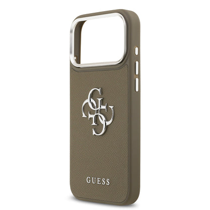 iPhone 17 Pro Max Kılıf Guess Orjinal Lisanslı Grained 4G Metal Büyük Logolu Kılıf