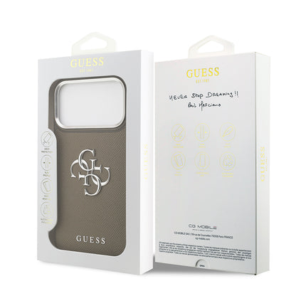 iPhone 17 Pro Max Kılıf Guess Orjinal Lisanslı Grained 4G Metal Büyük Logolu Kılıf