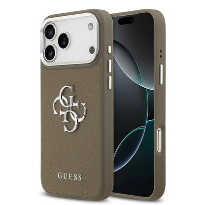 iPhone 17 Pro Max Kılıf Guess Orjinal Lisanslı Grained 4G Metal Büyük Logolu Kılıf