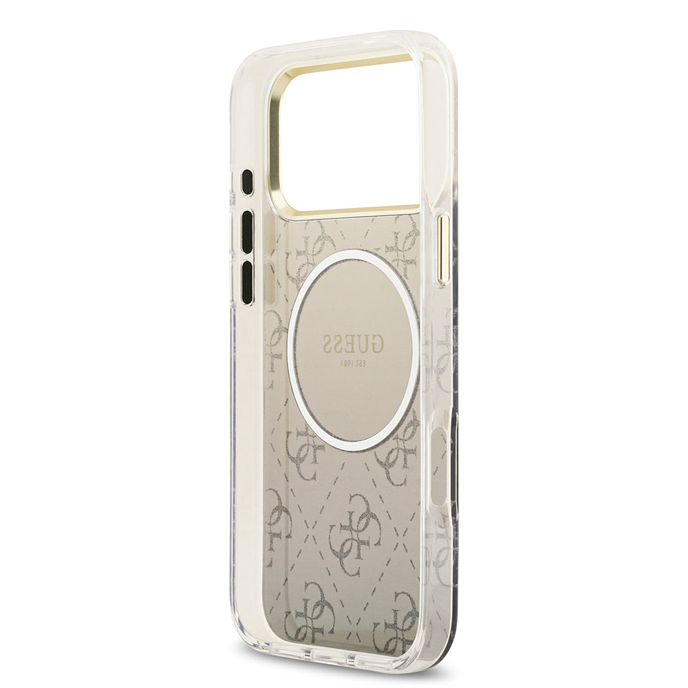 iPhone 17 Pro Max Kılıf Guess Orjinal Lisanslı M-safe Şarj Özellikli 4G Desenli Simli Silikon Kılıf