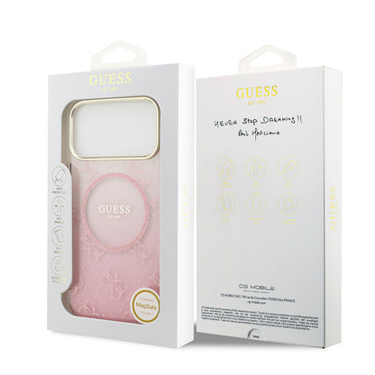 iPhone 17 Pro Max Kılıf Guess Orjinal Lisanslı M-safe Şarj Özellikli 4G Desenli Simli Silikon Kılıf