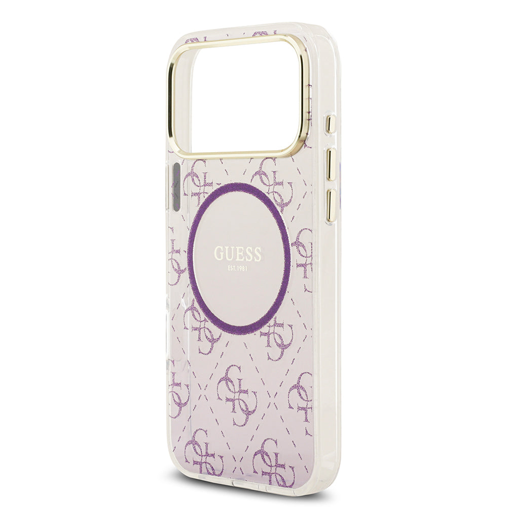 iPhone 17 Pro Max Kılıf Guess Orjinal Lisanslı M-safe Şarj Özellikli 4G Desenli Simli Silikon Kılıf