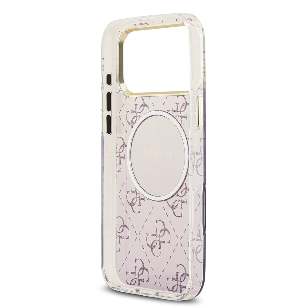 iPhone 17 Pro Max Kılıf Guess Orjinal Lisanslı M-safe Şarj Özellikli 4G Desenli Simli Silikon Kılıf