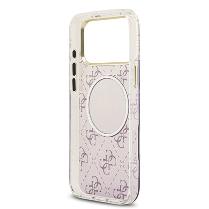 iPhone 17 Pro Max Kılıf Guess Orjinal Lisanslı M-safe Şarj Özellikli 4G Desenli Simli Silikon Kılıf