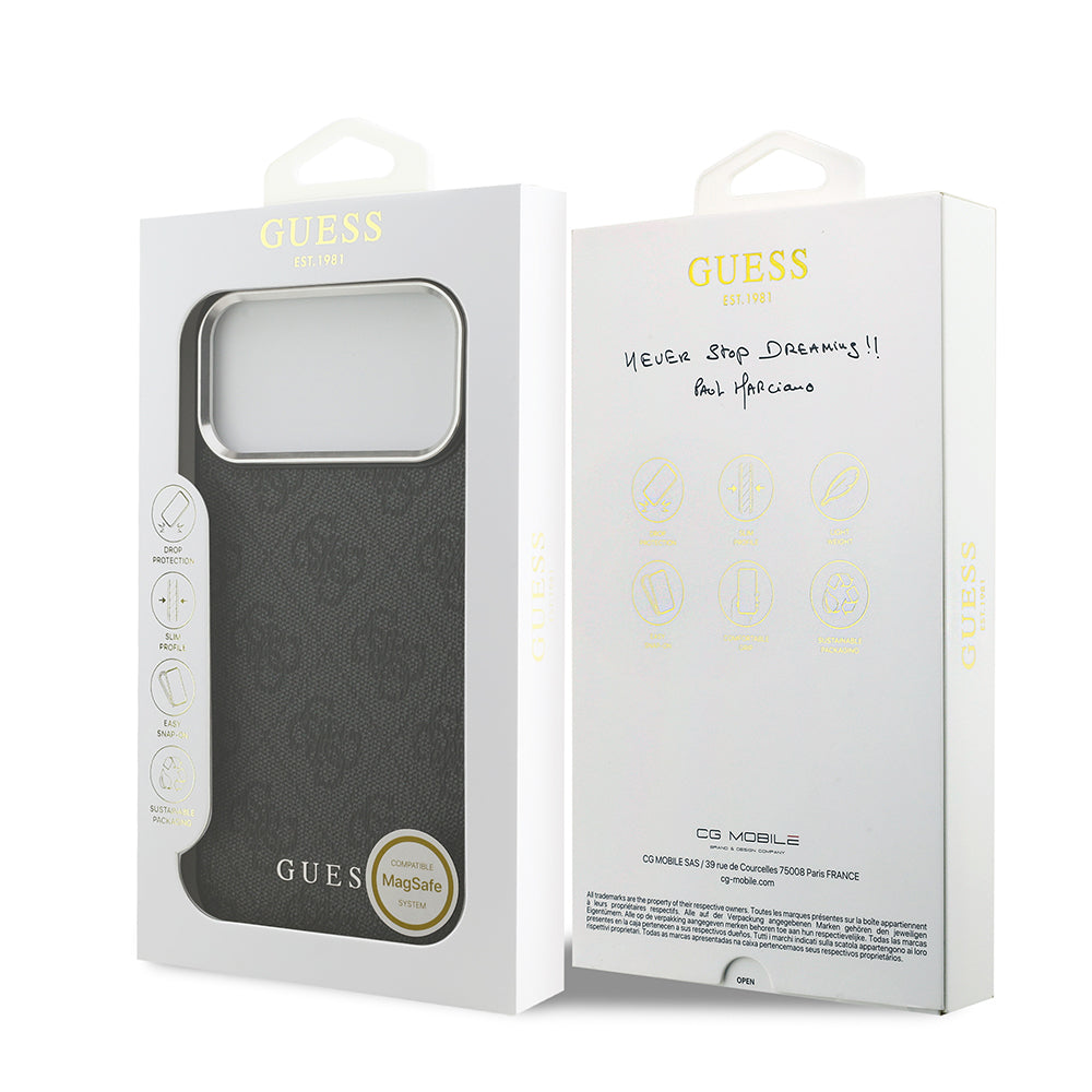 iPhone 17 Pro Max Kılıf Guess Orjinal Lisanslı M-safe Şarj Özellikli 4G Klasik Yazı Logolu Kılıf