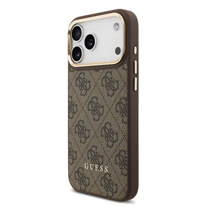 iPhone 17 Pro Max Kılıf Guess Orjinal Lisanslı M-safe Şarj Özellikli 4G Metal Büyük Logolu Kartlıklı Kılıf