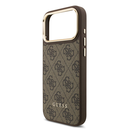 iPhone 17 Pro Max Kılıf Guess Orjinal Lisanslı M-safe Şarj Özellikli 4G Metal Büyük Logolu Kartlıklı Kılıf