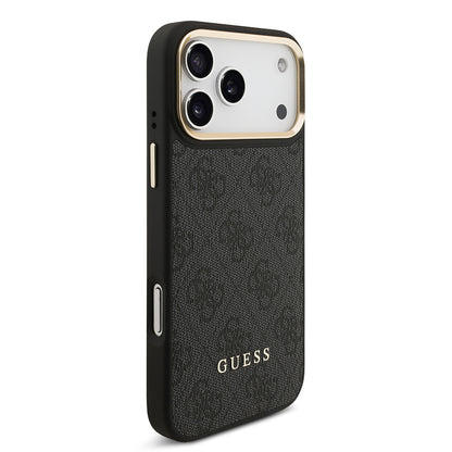 iPhone 17 Pro Max Kılıf Guess Orjinal Lisanslı M-safe Şarj Özellikli 4G Metal Büyük Logolu Kartlıklı Kılıf