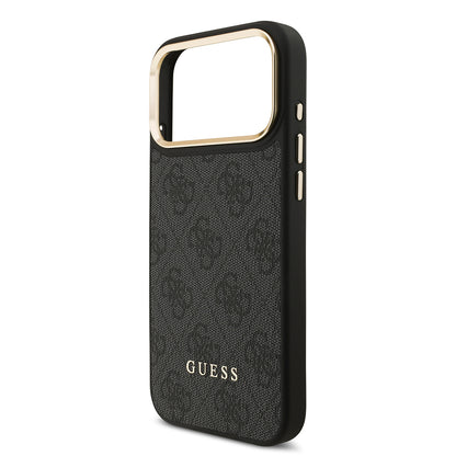 iPhone 17 Pro Max Kılıf Guess Orjinal Lisanslı M-safe Şarj Özellikli 4G Metal Büyük Logolu Kartlıklı Kılıf