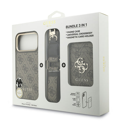 iPhone 17 Pro Max Kılıf Guess Orjinal Lisanslı M-safe Şarj Özellikli Askılı ve 4G Logo Kartlıklı Kılıf