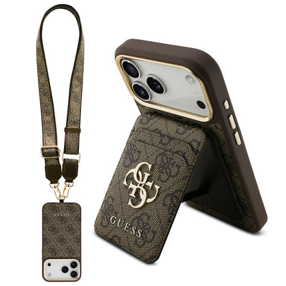 iPhone 17 Pro Max Kılıf Guess Orjinal Lisanslı M-safe Şarj Özellikli Askılı ve 4G Logo Kartlıklı Kılıf