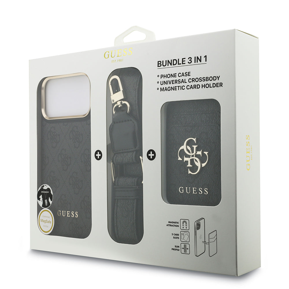 iPhone 17 Pro Max Kılıf Guess Orjinal Lisanslı M-safe Şarj Özellikli Askılı ve 4G Logo Kartlıklı Kılıf
