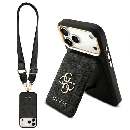 iPhone 17 Pro Max Kılıf Guess Orjinal Lisanslı M-safe Şarj Özellikli Askılı ve 4G Logo Kartlıklı Kılıf