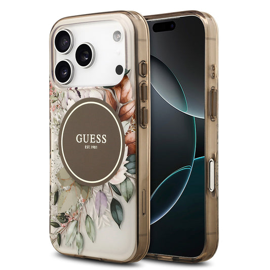 iPhone 17 Pro Max Kılıf Guess Orjinal Lisanslı M-safe Şarj Özellikli Flower Tonal Circle Kılıf