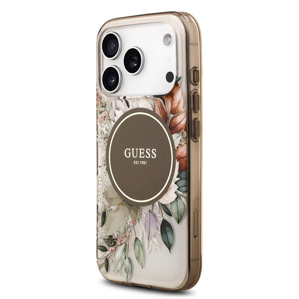 iPhone 17 Pro Max Kılıf Guess Orjinal Lisanslı M-safe Şarj Özellikli Flower Tonal Circle Kılıf