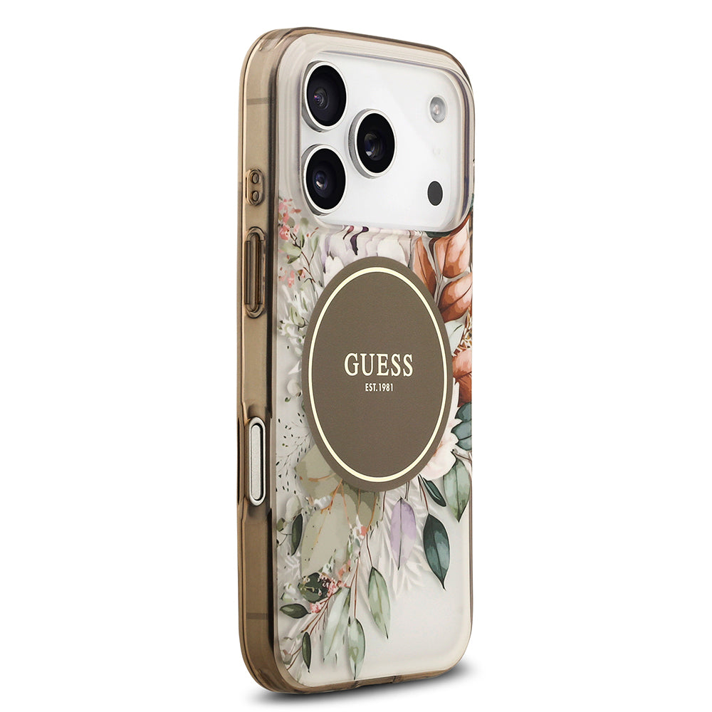 iPhone 17 Pro Max Kılıf Guess Orjinal Lisanslı M-safe Şarj Özellikli Flower Tonal Circle Kılıf