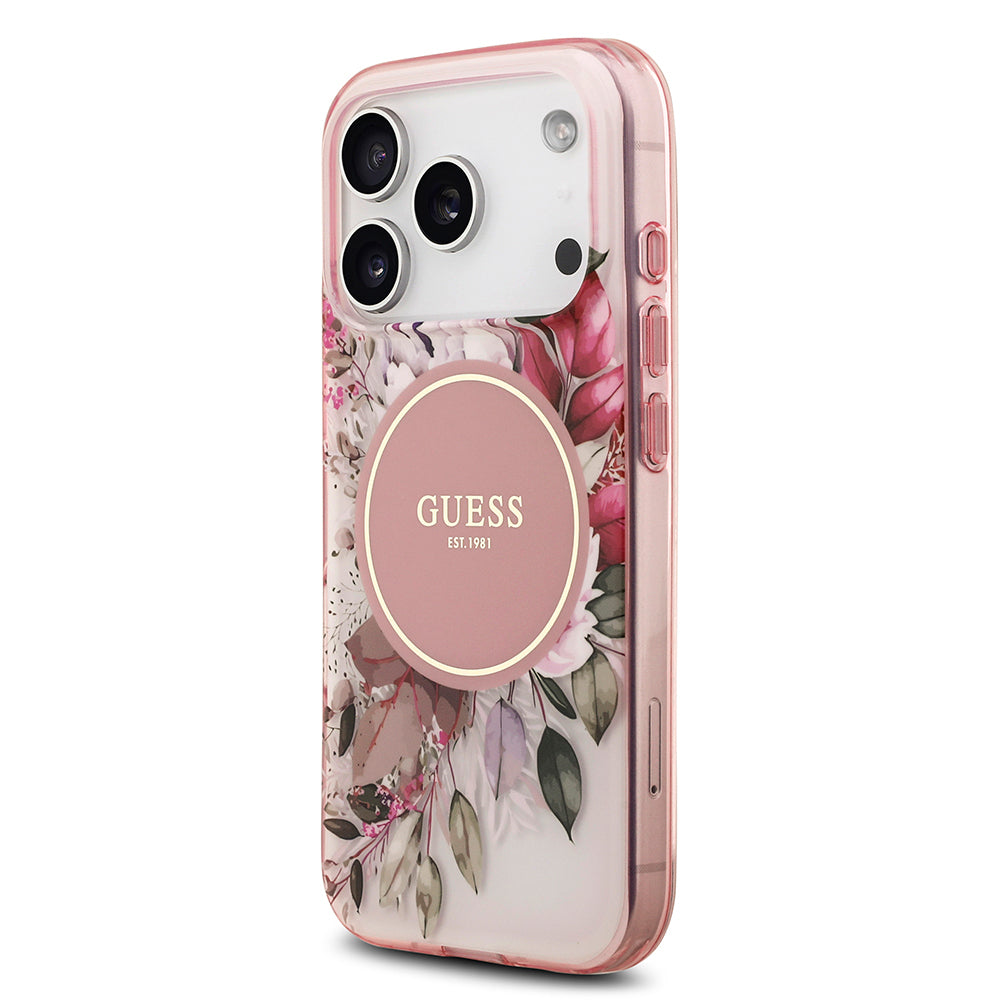 iPhone 17 Pro Max Kılıf Guess Orjinal Lisanslı M-safe Şarj Özellikli Flower Tonal Circle Kılıf