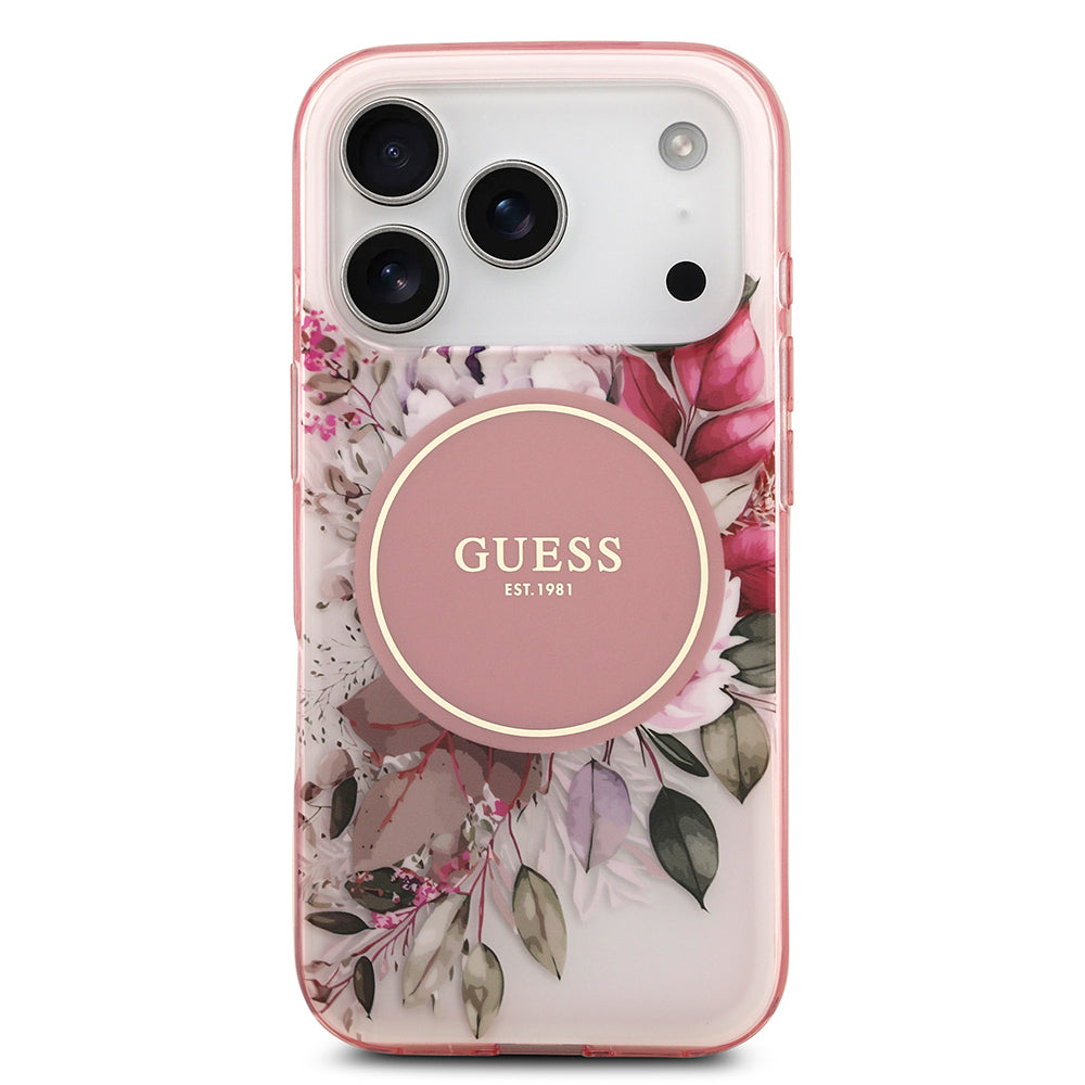 iPhone 17 Pro Max Kılıf Guess Orjinal Lisanslı M-safe Şarj Özellikli Flower Tonal Circle Kılıf
