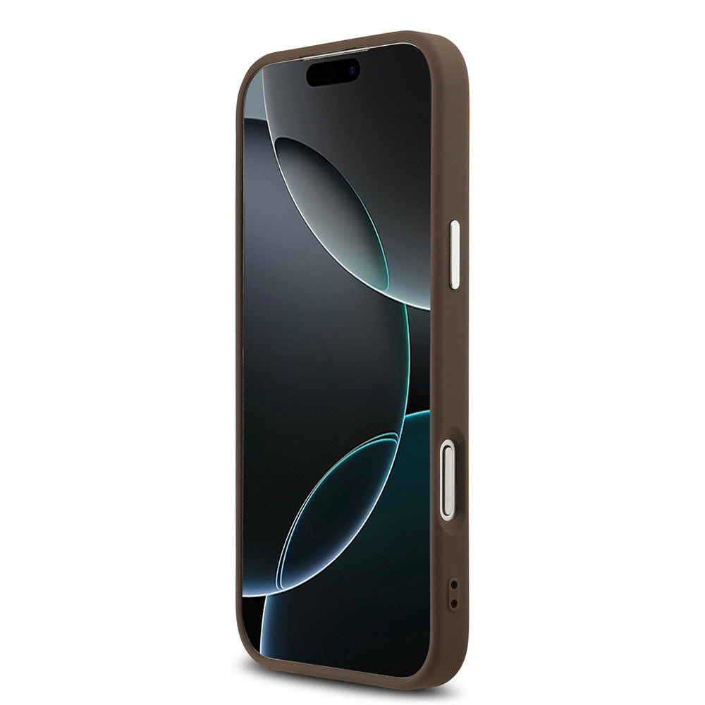 Apple iPhone 17 Pro Max Kılıf Guess Orjinal Lisanslı M-safe Şarj Özellikli Gold Metal Kamera Çerçeveli Taşlı Üçgen Logo 4G Desenli Kapak Siyah