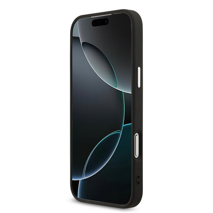 iPhone 17 Pro Max Kılıf Guess Orjinal Lisanslı M-safe Şarj Özellikli Gümüş Metal Kamera Çerçeveli Üçgen Logo 4G Desenli Kılıf