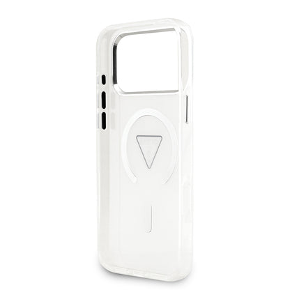 iPhone 17 Pro Max Kılıf Guess Orjinal Lisanslı M-safe Şarj Özellikli IML Baskılı Üçgen Logolu Metal Kamera Çerçeveli Kılıf