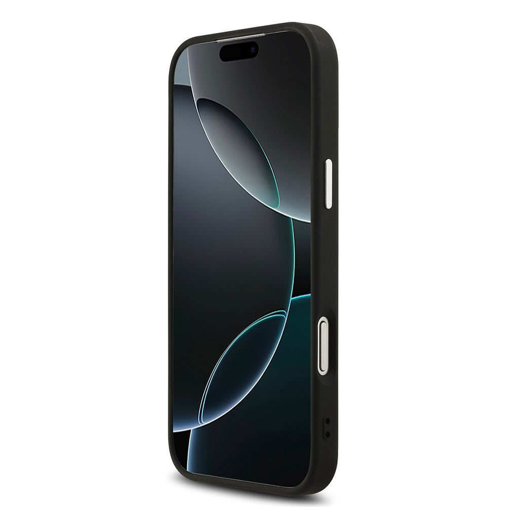 iPhone 17 Pro Max Kılıf Guess Orjinal Lisanslı M-safe Şarj Özellikli Metal Kamera Çerçeveli Üçgen Logolu Glitter Kılıf