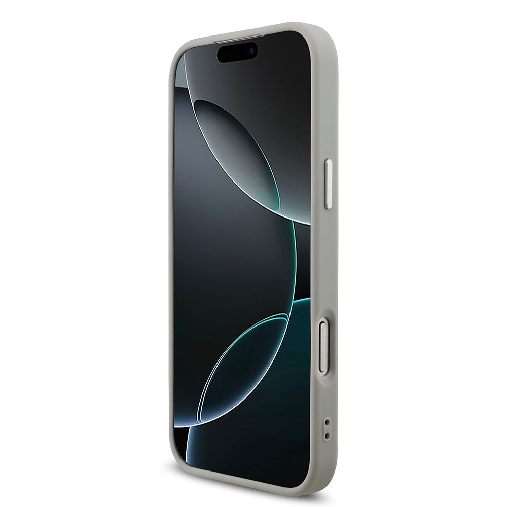 iPhone 17 Pro Max Kılıf Guess Orjinal Lisanslı M-safe Şarj Özellikli Metal Kamera Çerçeveli Üçgen Logolu Glitter Kılıf