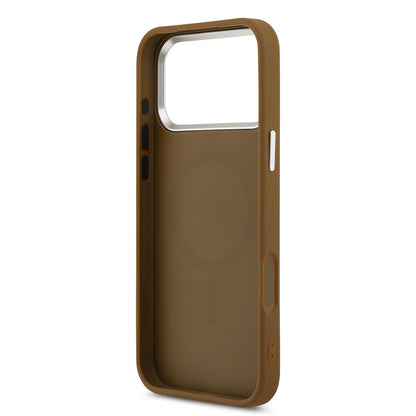 iPhone 17 Pro Max Kılıf Guess Orjinal Lisanslı M-safe Şarj Özellikli PU Deri Metal Kamera Çerçeveli Üçgen Logolu Kılıf