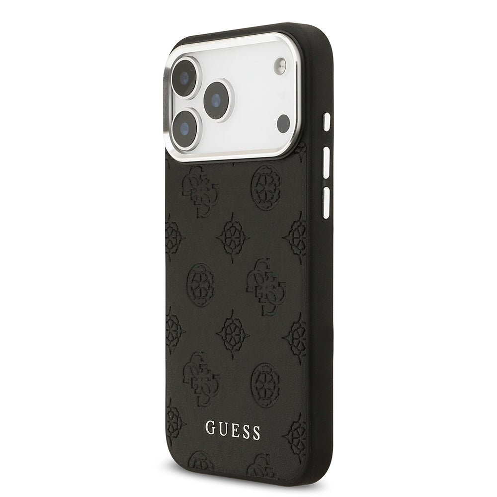 iPhone 17 Pro Max Kılıf Guess Orjinal Lisanslı M-safe Şarj Özellikli Sıcak Baskılı Klasik Yazı Logolu PU Deri Peony Kılıf