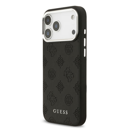 iPhone 17 Pro Max Kılıf Guess Orjinal Lisanslı M-safe Şarj Özellikli Sıcak Baskılı Klasik Yazı Logolu PU Deri Peony Kılıf