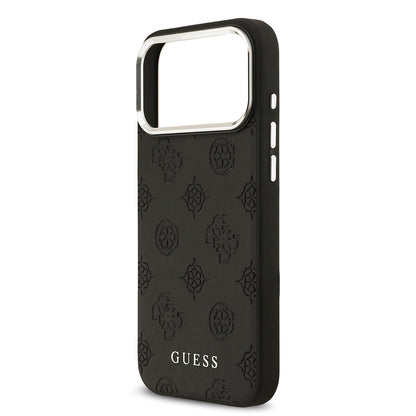 iPhone 17 Pro Max Kılıf Guess Orjinal Lisanslı M-safe Şarj Özellikli Sıcak Baskılı Klasik Yazı Logolu PU Deri Peony Kılıf