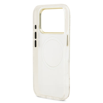 iPhone 17 Pro Max Kılıf Guess Orjinal Lisanslı M-safe Şarj Özellikli Simli Çiçek Desenli Metal Kamera Çerçeveli Üçgen Logolu Kılıf