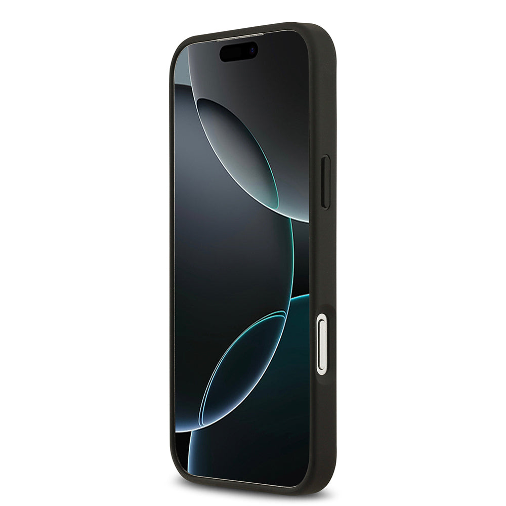 iPhone 17 Pro Max Kılıf Guess Orjinal Lisanslı M-safe Şarj Özellikli Taneli Çiçek Tasarımlı Metal Yazı Logolu Kılıf