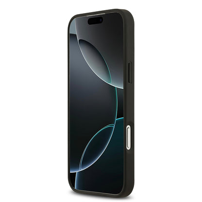 iPhone 17 Pro Max Kılıf Guess Orjinal Lisanslı M-safe Şarj Özellikli Taneli Çiçek Tasarımlı Metal Yazı Logolu Kılıf